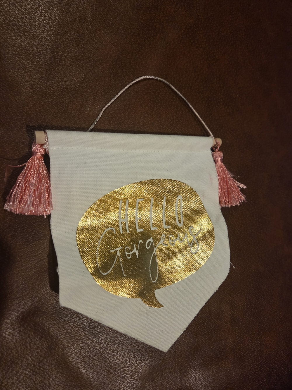 Hello Gorgeous Gold & Pink Wall Banner by